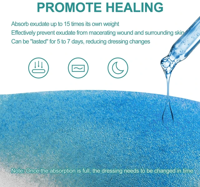 Alt view image 5 of 6 - Fenestrated Foam Dressing, Non-Adhesive Tracheo Pads 4"x4" 10 Packs, Tracheostomy Supplies Hydrophilic Highly Absorbent Soft Wound Dressings, Secure Tubes and Absorb Leakage