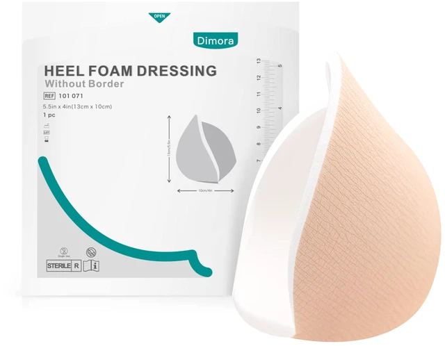 Alt view image 5 of 7 - Heel Foam Dressing, Non-Adhesive Hydrophilic Pads, Highly Absorbent 5.5 x 4 in Pack of 5 Waterproof Dressing for Wound Care