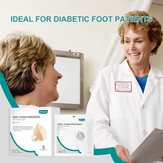 Alt view image 6 of 7 - Heel Foam Dressing, Non-Adhesive Hydrophilic Pads, Highly Absorbent 5.5 x 4 in Pack of 5 Waterproof Dressing for Wound Care