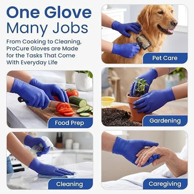 Alt view image 4 of 7 - Disposable Nitrile Gloves - Latex & Powder Free - 200 Ct, Small Cool Blue Medical Gloves, XS-XL Sized to a Hand Chart, Non-Sterile, Ambidextrous, Textured for Better Grip