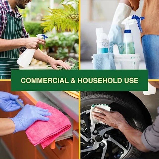 Alt view image 3 of 6 - Heavy Duty 32oz Plastic Spray Bottles for Cleaning, 4 Pack Large empty industrial bottles for gardening, vinegar, chemicals, pro cleaners. Adjustable sprayer nozzle