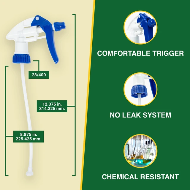 Alt view image 4 of 6 - Heavy Duty 32oz Plastic Spray Bottles for Cleaning, 4 Pack Large empty industrial bottles for gardening, vinegar, chemicals, pro cleaners. Adjustable sprayer nozzle