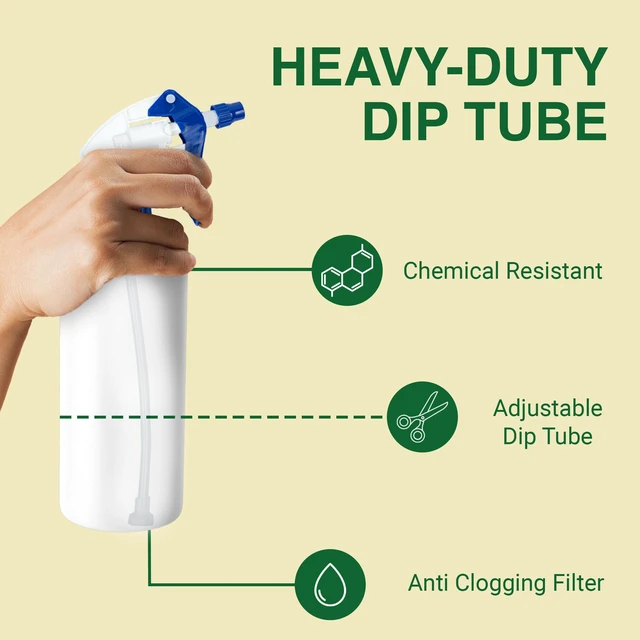 Alt view image 5 of 6 - Heavy Duty 32oz Plastic Spray Bottles for Cleaning, 4 Pack Large empty industrial bottles for gardening, vinegar, chemicals, pro cleaners. Adjustable sprayer nozzle