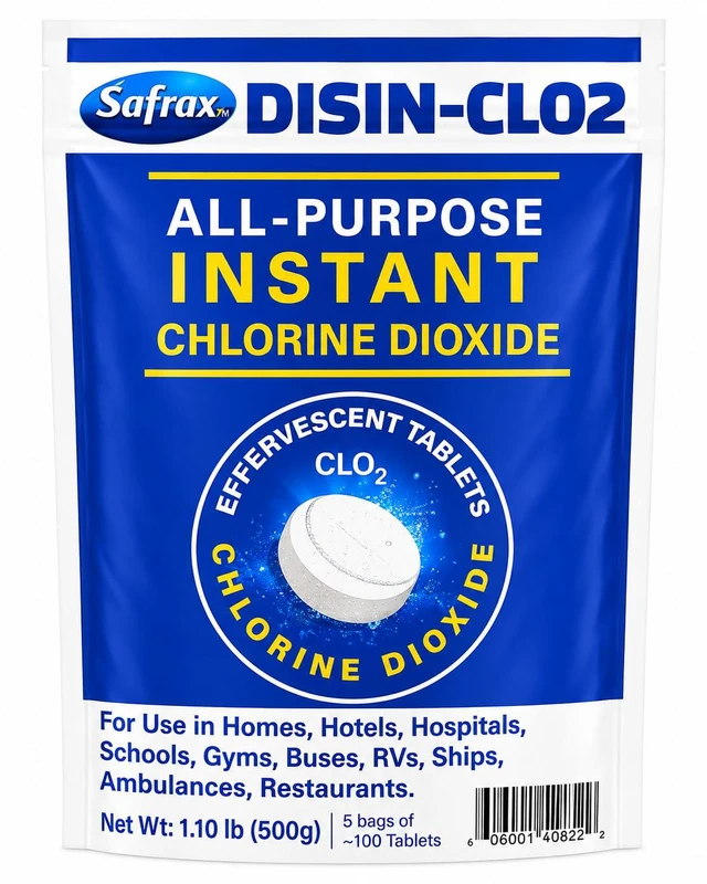 Main image of DISIN-CLO2 Multi-Purpose Instant Chlorine Dioxide Tablets Fast-Acting Cleaning & Deodorizing Tablets for Home, Kitchen & Travel Freshness Booster for Surfaces, Water Containers & Everyday Use