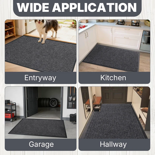 Alt view image 7 of 7 - 3' x 5' Front Door, Mat Heavy-Duty Commercial Mat for Indoor/Outdoor Entryways, Non Slip Rubber Backing Low Profile for Entrance Home Office, Patio & Garage(Gray)