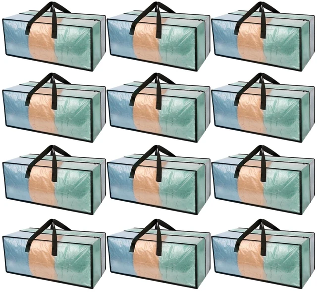Main image of Heavy Duty Clear Moving Bags with Strong Zipper & Comfortable Handles 12 Pack Extra Large Storage Bags Totes Moving Boxes Packing Supplies for College Dorm Room Essentials Compatible with IKEA