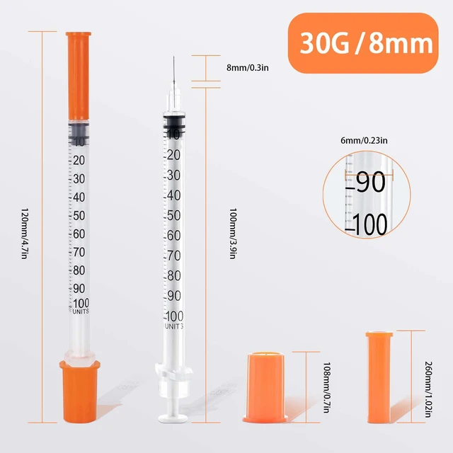 Alt view image 2 of 7 - 1ml Syringes with 30G 5/16" (8mm) Needle, Individual Wrapped, 100PACK (1CC 30G 5/16"-100PACK)