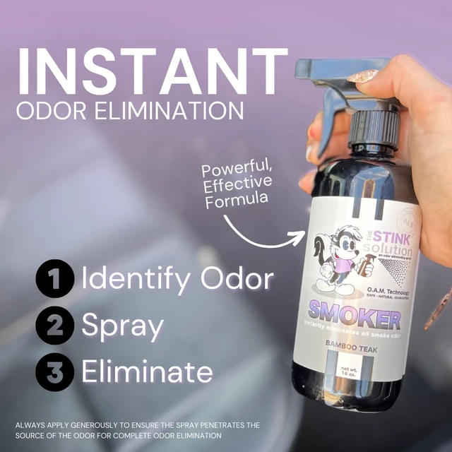 Alt view image 3 of 6 - Smoke Odor Eliminator Spray, Bamboo Teak, 2 Pack, 16 oz Eliminates Smoke Smell at the Source. Deodorizer for Homes, Cars, Clothes, Walls, Upholstery and Curtains