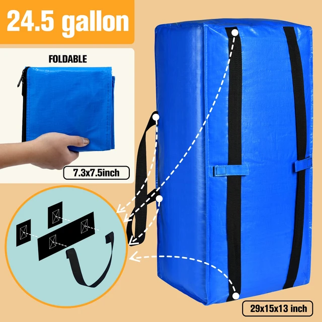 Alt view image 2 of 7 - Moving Bags, Storage Totes, Extra Large Storage Bags for Moving Supplies, College Dorm Essentials, Bedroom Closet, Packing Bags with Backpack Handles Zipper Compatible with IKEA Frakta Cart12 Pack