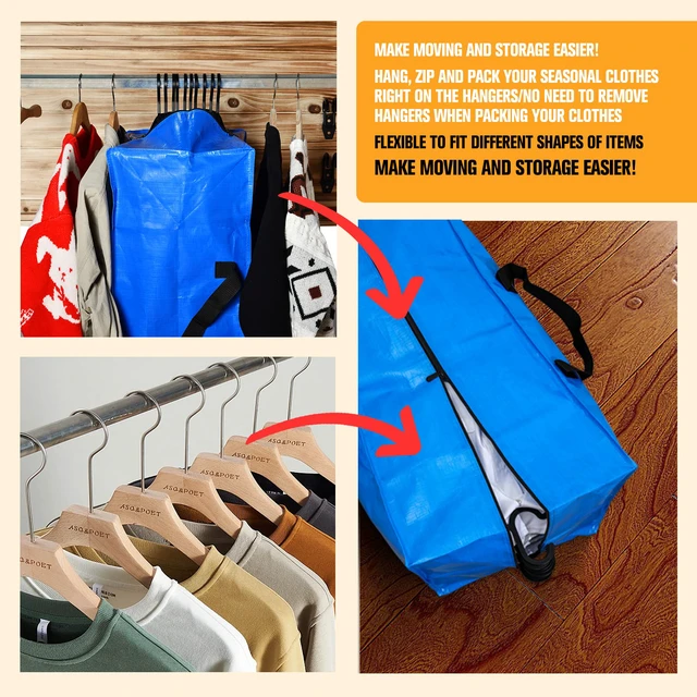 Alt view image 5 of 7 - Moving Bags, Storage Totes, Extra Large Storage Bags for Moving Supplies, College Dorm Essentials, Bedroom Closet, Packing Bags with Backpack Handles Zipper Compatible with IKEA Frakta Cart12 Pack