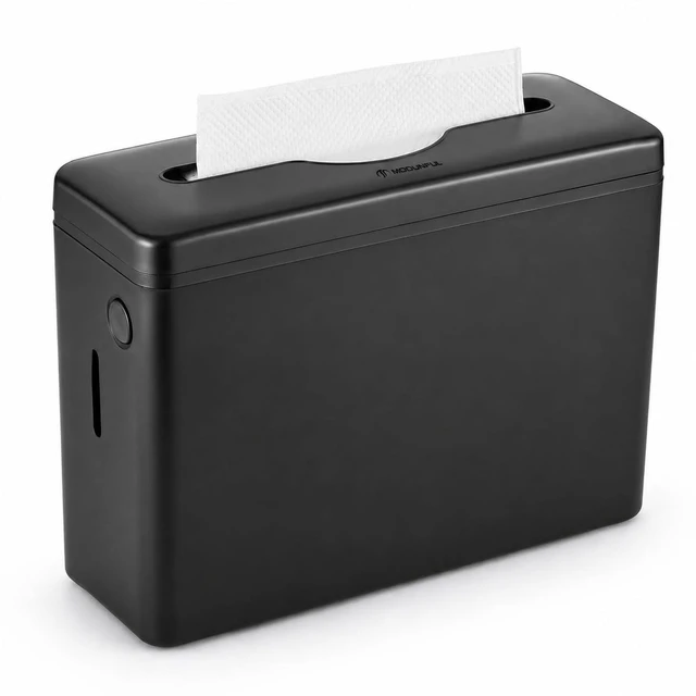 Main image of Multifold Paper Towel Dispenser Countertop Black Wide Design Large Capacity Heavy-Duty Non-Slip Base, Enclosed Push-Button Lid, 300 Sheet Z/C Folded Paper Towel for Bathroom, Kitchen