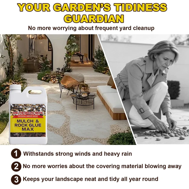 Alt view image 5 of 7 - Rock and Mulch Glue for Landscaping 1 Gal with Electric Sprayer Ready-to-Use Mulch Glue A 100% Permeable, Pet-Safe Adhesive for Stones & Pebbles