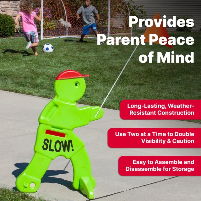 Alt view image 4 of 7 - Kid Alert Street Safety Sign, Kids at Play Signage for Neighborhood Safety, 32-Inch Tall Reflective Caution Sign with Warning Flag