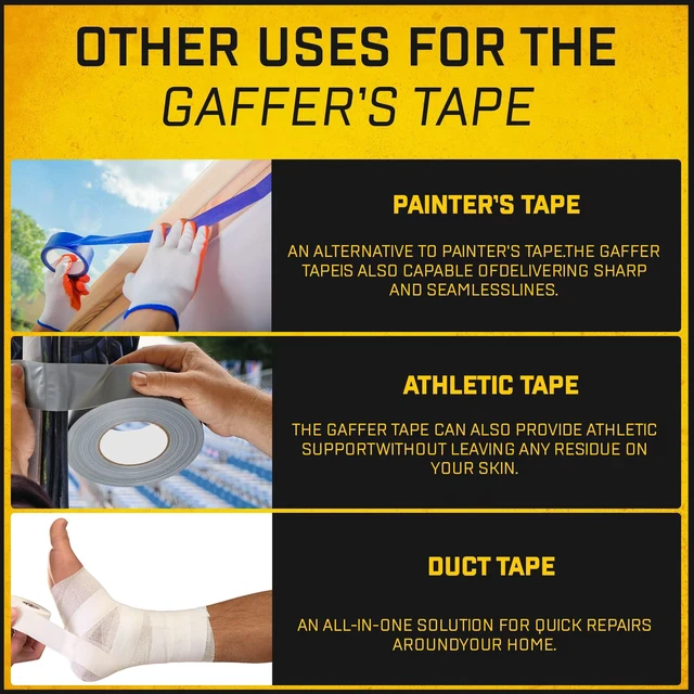 Alt view image 7 of 7 - Gaffer Tape 3 Inch x 2 Pack White Gaff Tape, Heavy Duty No Residue Gaffers Tape, Matte Finish, Non-Reflective, Multipurpose Real Professional Grade White Gaffer Tape Waterproof