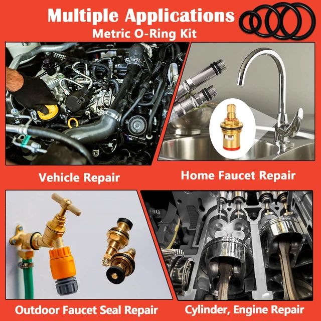 Alt view image 4 of 7 - 419 PCS Universal Metric O-Ring Kit32 Sizes Buna-N 70A Rubber O Ring Assortment Set for Various Car Auto Faucet Plumbing Pressure Washer Air or Gas Sealing Repair Resist Oil and Heat