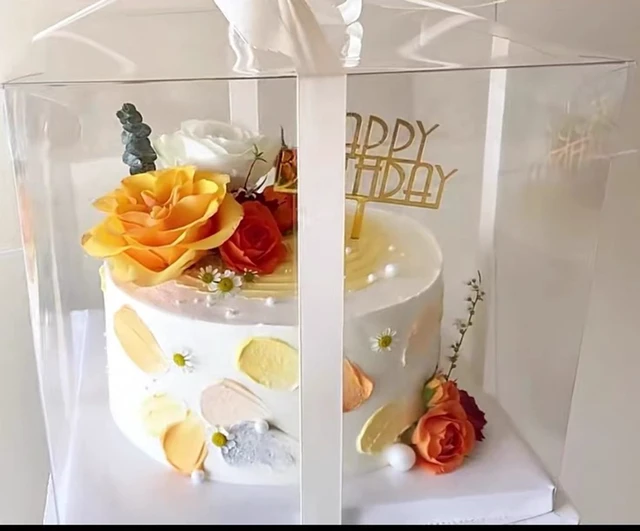 Alt view image 2 of 7 - 6Pcs Tall Cake Boxes Clear cake Box with Ribbon, 12x12x 10inch,Ideal for Large 10" and 12" Inch Tall Layer Tiered Cakes and Clear Gift Boxes for Wedding Party and Gift Display - White