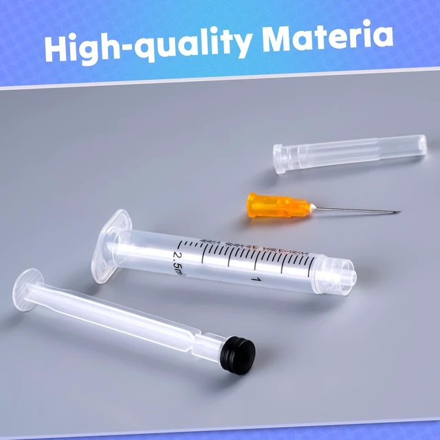 Alt view image 3 of 7 - 2.5ml Syringes with 25 Gauge 1 Inch Needles Luer Lock Disposable, 100 Pack Individually Packed