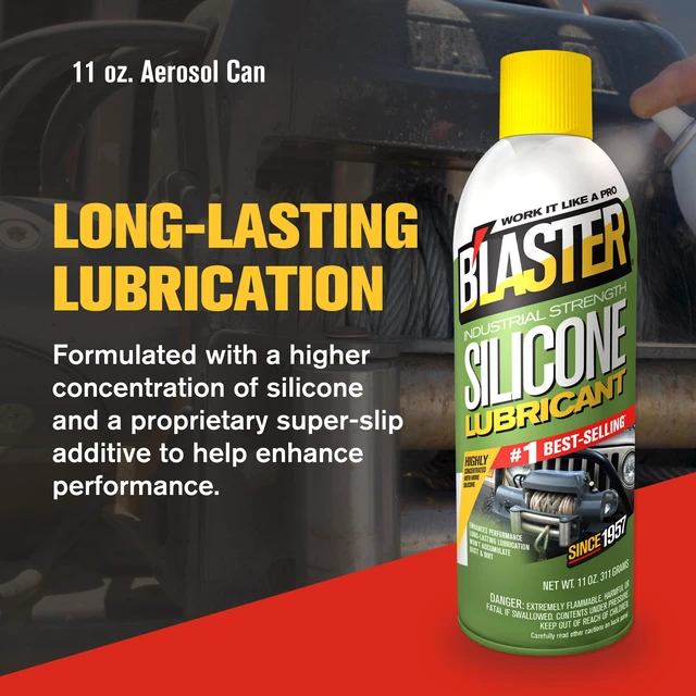 Alt view image 2 of 7 - Blaster Silicone Lubricant Spray Non-Staining Silicone Spray for Metal Parts Long-Lasting Protection, Reduces Friction & Wear Works on Metal, Rubber & Plastic 11 oz (Case of 6)