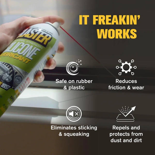 Alt view image 3 of 7 - Blaster Silicone Lubricant Spray Non-Staining Silicone Spray for Metal Parts Long-Lasting Protection, Reduces Friction & Wear Works on Metal, Rubber & Plastic 11 oz (Case of 6)