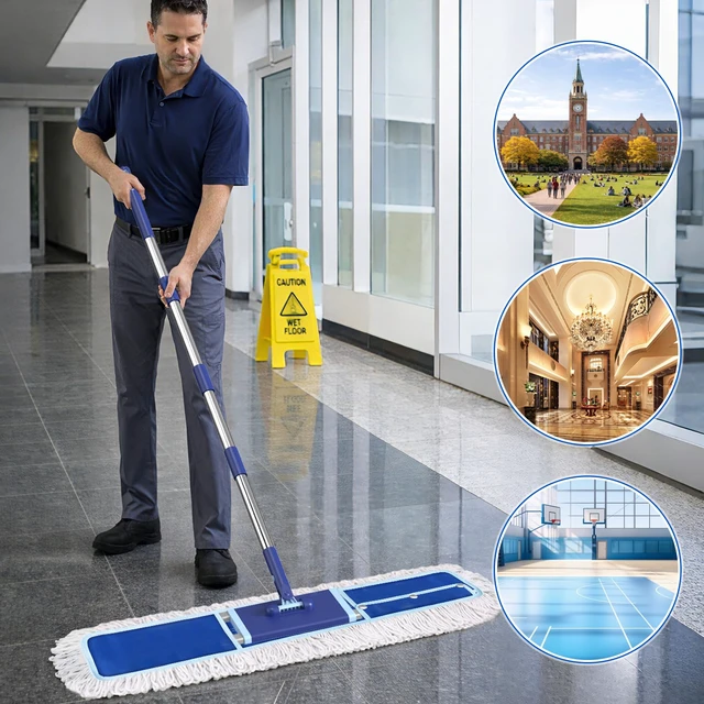 Alt view image 3 of 7 - 36" Dust Mop Replacement Pad: 2 Pack ONLY for Commerical Dust Mop Durable Thick Washable Cotton, Dry Mop Head, For Hardwood Tile Schools Offices Industrial