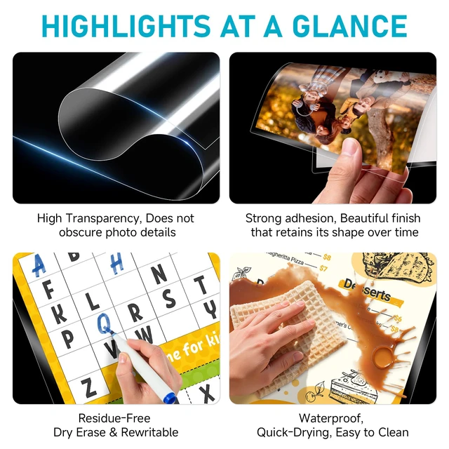 Alt view image 4 of 7 - Self Adhesive Laminating Sheets 100 Pack, 9x12'', No Heat Laminating Sheets 4Mil No Machine Needed Instant Self Sealing Laminating Sheets-Dry Erase-Lasting Protection for Home and Office