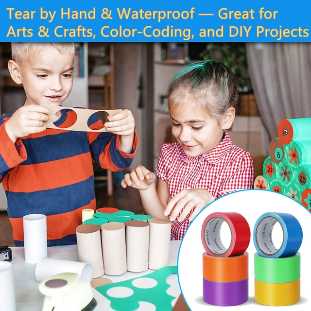 Alt view image 4 of 6 - 6-Pack Rainbow Colored Duct Tape 15 Yards x 2 Inch Heavy Duty, No Residue, Tear by Hand & Waterproof,Great for Packaging, Arts & Crafts, Color-Coding, and DIY Projects