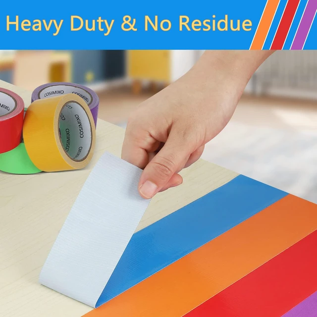 Alt view image 5 of 6 - 6-Pack Rainbow Colored Duct Tape 15 Yards x 2 Inch Heavy Duty, No Residue, Tear by Hand & Waterproof,Great for Packaging, Arts & Crafts, Color-Coding, and DIY Projects