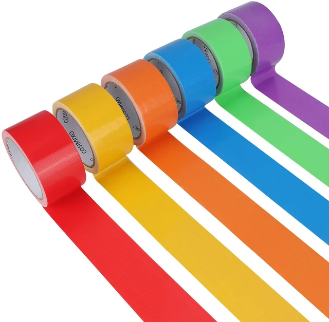 Alt view image 6 of 6 - 6-Pack Rainbow Colored Duct Tape 15 Yards x 2 Inch Heavy Duty, No Residue, Tear by Hand & Waterproof,Great for Packaging, Arts & Crafts, Color-Coding, and DIY Projects