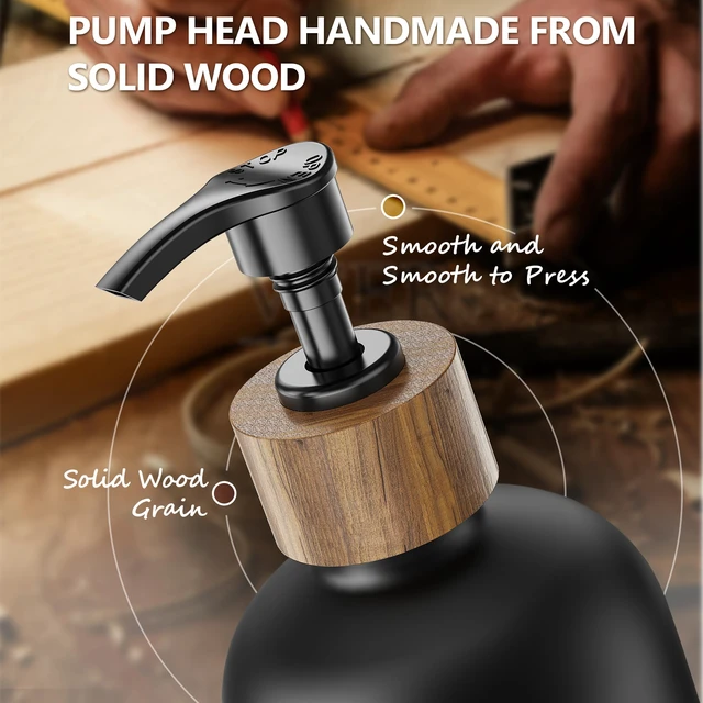 Alt view image 2 of 7 - Kitchen Dish Soap Dispenser Set with 2 Pack 16.9oz Amber Glass Bottle and Sponge Holder, Dish Soap Dispensers with Adjustable Sponge Holder, Vintage Hand and Dish Soap Dispensers Set