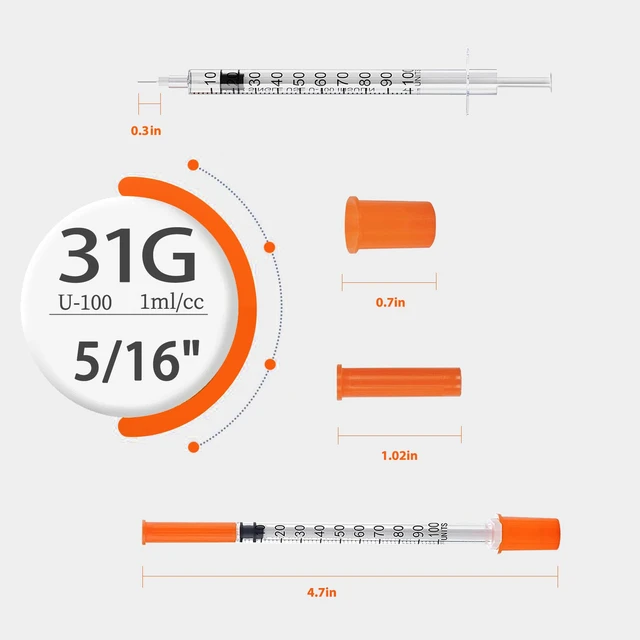 Alt view image 3 of 7 - 1CC Syringes with 31G 5/16"(8mm) Needle 100PACK, Lab Supplies Individually Wrapped (1CC 31G 5/16"-100PACK)