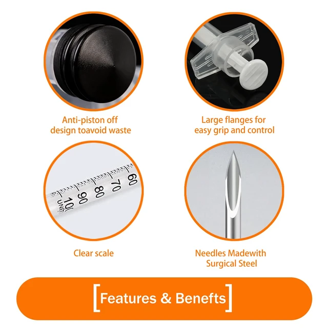 Alt view image 4 of 7 - 1CC Syringes with 31G 5/16"(8mm) Needle 100PACK, Lab Supplies Individually Wrapped (1CC 31G 5/16"-100PACK)