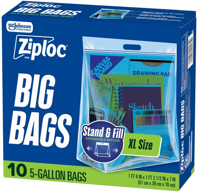 Main image of Big Bags 5 Gallon XL, Reusable Large-Capacity Plastic Storage Bags, 10 count