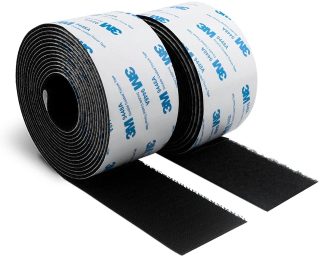 Main image of 3M Hook and Loop Self Adhesive Tape 2 x 20Ft 9448A Sticky Back Interlocking Nylon Fabric Fastener Heavy Duty Adhesion Strip Tape Black