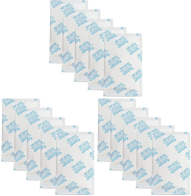 Main image of 15 Pcs 20 Gram Silica Gel Packs, Transparent Desiccant, Desiccant Packets for Storage, Moisture Packs for Spices Jewelry Shoes Boxes Electronics Storage (Pack of 3)