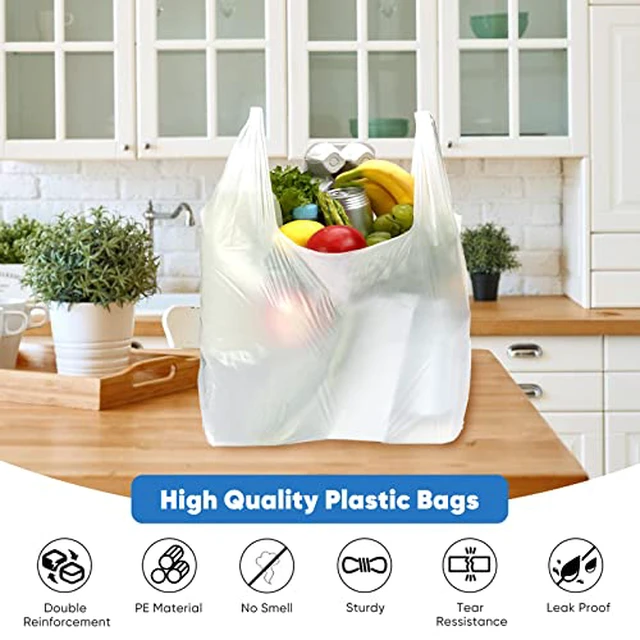 Alt view image 4 of 7 - Plastic Bags - 100Pack (25 mic thickness) (11.5'x 6.5" x 21') with Handles - Small Business & Grocery Bags in Bulk - Heavy Duty, Unscented (Pack of 3)