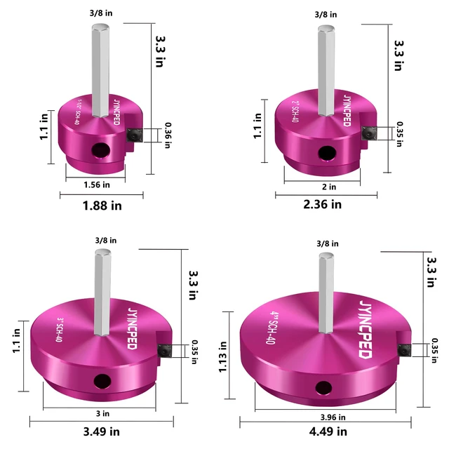 Alt view image 3 of 7 - 4 Pcs PVC Reamer Kit, Fitting Saver PVC Pipe Reamer Socket Saver Set Includes 1 1/2 Inch 2 Inch 3 Inch 4 Inch,Plastic Pipe Reamers Plumbing Tool Kit for Sch.40 CPVC ABS,Fit for 1/2" Drills