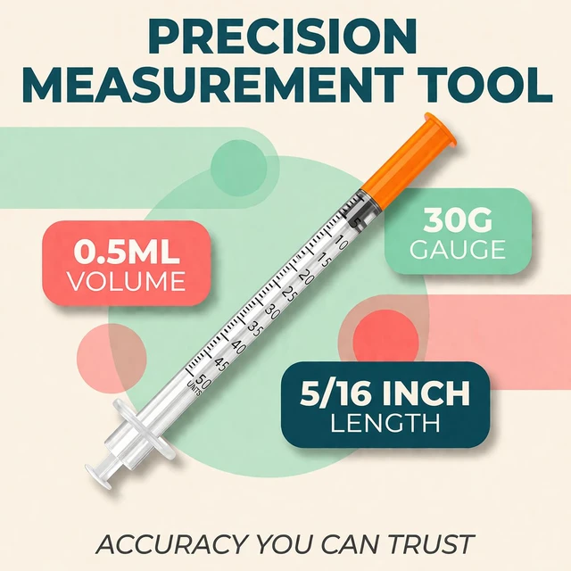 Alt view image 2 of 6 - 0.5ml 30G 5/16" (8mm) Lab Syrings, Individually Wrapped, Box of 100