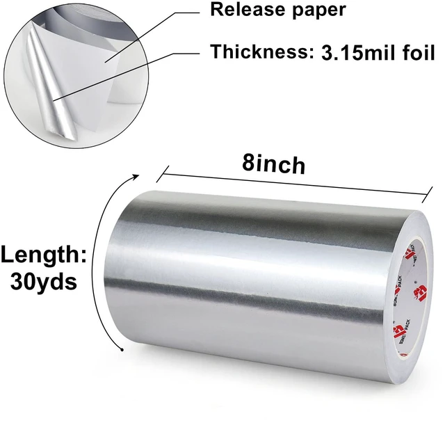 Alt view image 2 of 7 - Aluminum Foil Tape,Heavy Duty Metal Foil Tape,High Temperature Silver Duct Tape,Perfect for Sealing & Patching,HVAC,Air Ducts,Insulation and Metal Repair (8 Inch)