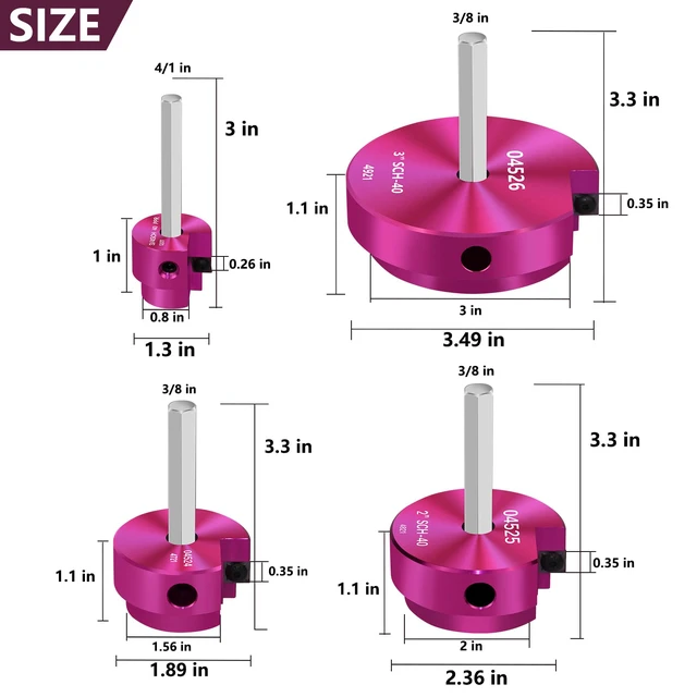 Alt view image 3 of 7 - PVC Pipe Reamer Kit,PVC Fitting Saver Hub Socket Saver for Plumbing 4-Piece Plastic Pipe Reamer Tool Kit Include 3/4", 1.5", 2", 3" Reamers for Sch.40 CPVC ABS Fittings,Fit Standard 1/2" Drills