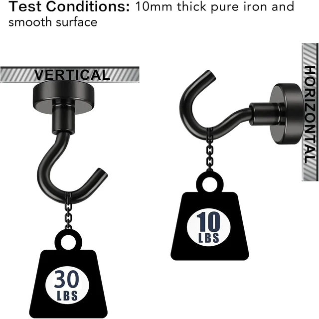 Alt view image 3 of 7 - 28 Pack Magnetic Hooks,30Lb Magnetic Hooks, Black Heavy Duty with Epoxy Coating for Refrigerator, Cruise, Grill, Kitchen,Home
