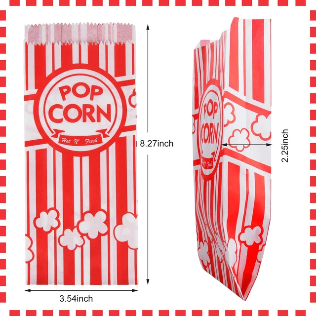 Alt view image 2 of 7 - 500 Pieces Paper Popcorn Bags, 1 oz Bags Individual Servings for Machine Maker Cart Supplies, Small Mini Pop Corn Bag Bulk Carnival Party