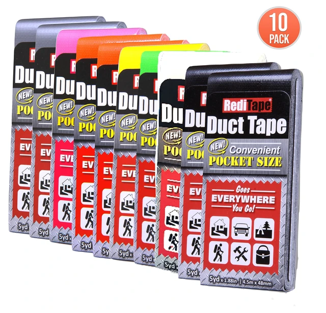 Alt view image 2 of 3 - Travel Size Pocket Duct Tape 10-Pack | 1.88 inches x 5 Yards per Flat Pack (10-Pack, Rainbow Assortment)