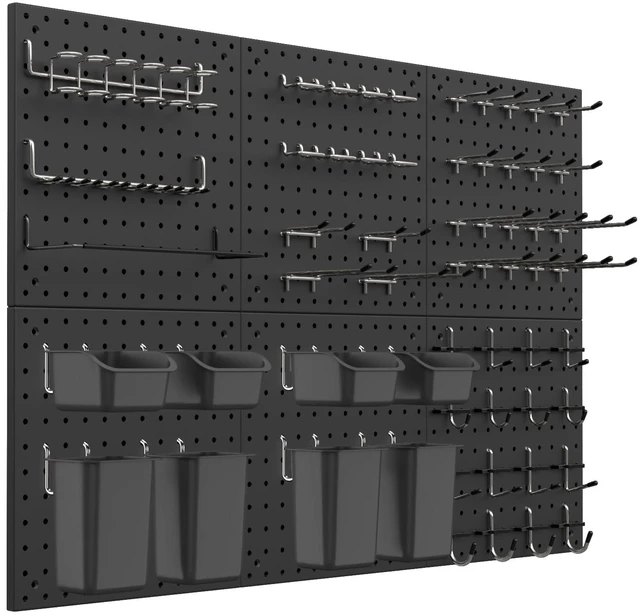 Main image of Peg Board Kit, Includes Pegboard and Accessories,with Hooks and Bins,Peg Board Wall Organizer for Office,Ornaments Display,Crafts Organization (129, Black)