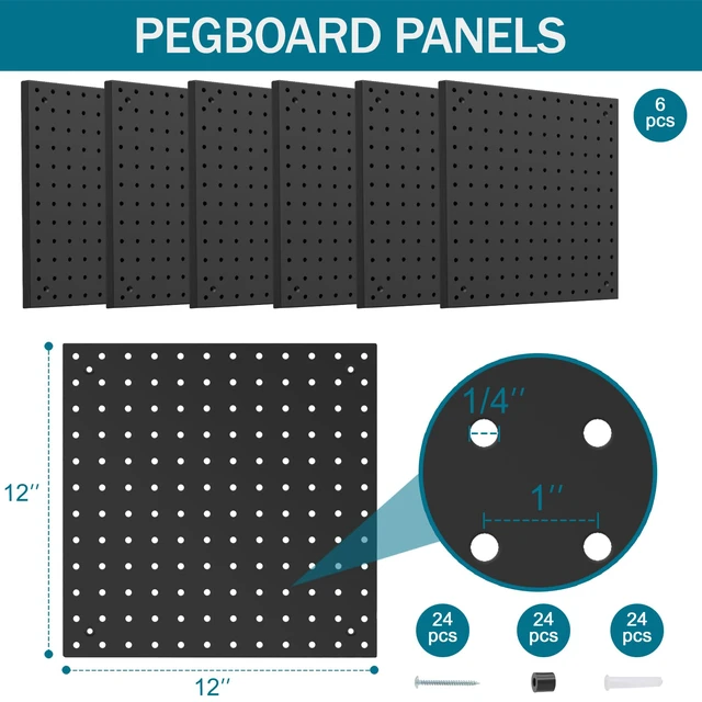 Alt view image 2 of 7 - Peg Board Kit, Includes Pegboard and Accessories,with Hooks and Bins,Peg Board Wall Organizer for Office,Ornaments Display,Crafts Organization (129, Black)