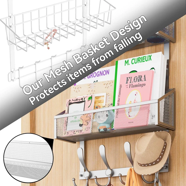 Alt view image 6 of 7 - Over The Door Hooks Organizer, Coat Rack Over The Door Storage Hanger Towel Rack, Back of Door Storage Organizer for Bathroom,Bedroom,Kitchen,Office (Silver, 4-Tier)