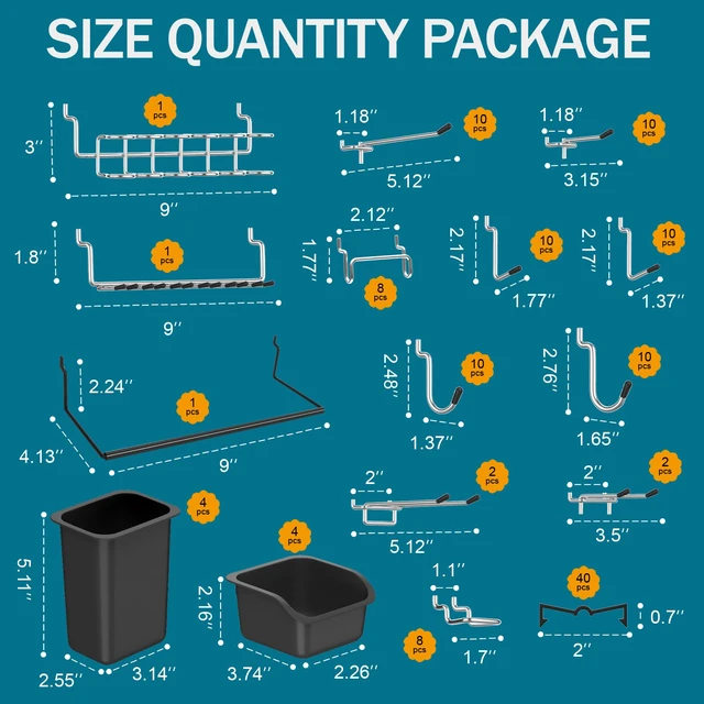 Alt view image 3 of 7 - Peg Board Kit, Includes Pegboard and Accessories,with Hooks and Bins,Peg Board Wall Organizer for Office,Ornaments Display,Crafts Organization (129, Black)