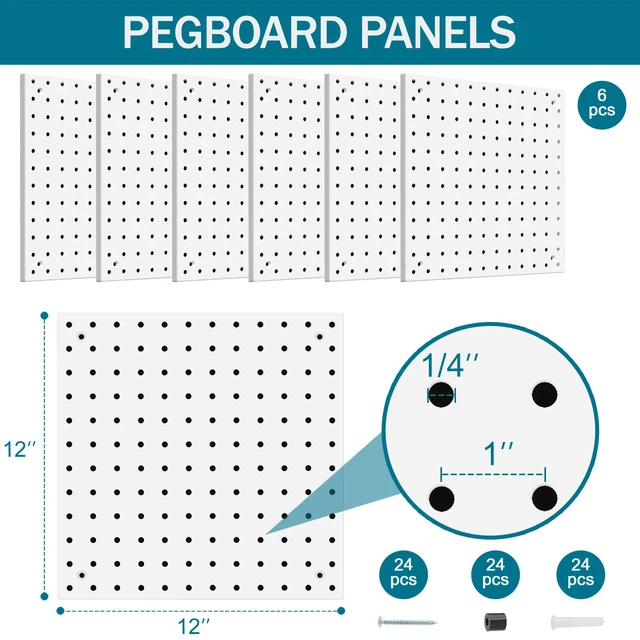 Alt view image 2 of 7 - Peg Board Kit, Includes Pegboard and Accessories,with Hooks and Bins,Peg Board Wall Organizer for Office,Ornaments Display,Crafts Organization (129, White)