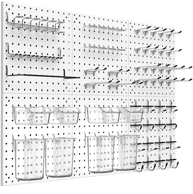 Main image of Peg Board Kit, Includes Pegboard and Accessories,with Hooks and Bins,Peg Board Wall Organizer for Office,Ornaments Display,Crafts Organization (129, White)