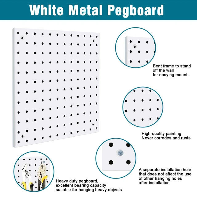 Alt view image 5 of 7 - Peg Board Kit, Includes Pegboard and Accessories,with Hooks and Bins,Peg Board Wall Organizer for Office,Ornaments Display,Crafts Organization (129, White)