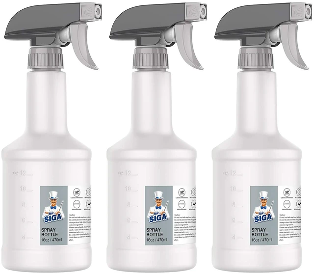 Main image of 16 oz Empty Plastic Spray Bottles for Cleaning Solutions, 3 Pack Heavy duty household reusable spray bottles with measurements and adjustable leak proof nozzle